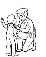 Police Officer and Child Coloring Page