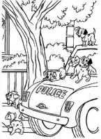 Dogs on Police Car Coloring Page 
