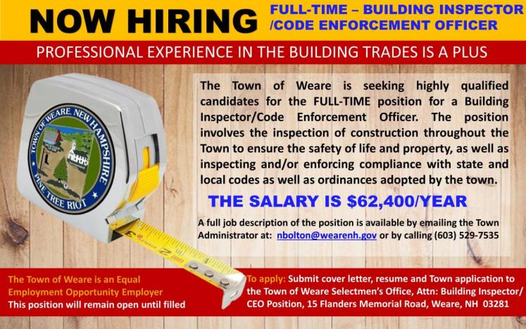 Building Inspector CEO Job Advertisement